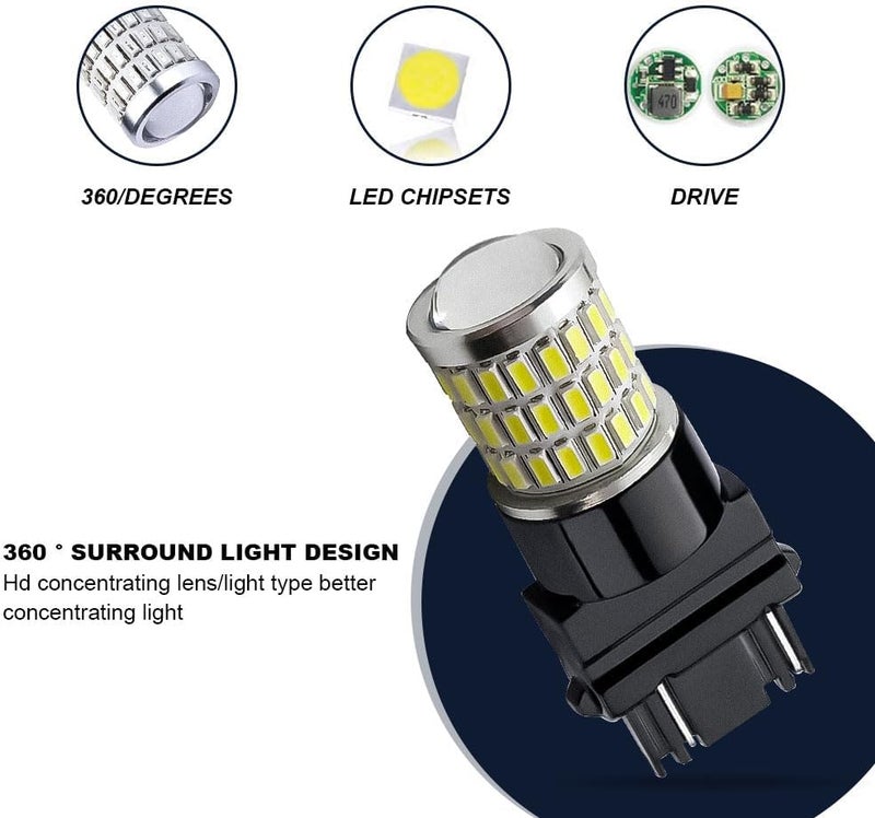 PACLVIO 2Pcs 3157 LED Bulbs, 3056 3156 3057 4157 LED Replacement Bulbs, Super Bright LED Turn Signal Bulbs for Front Rear Turn Signal Light Blinker Parking Side Marker Brake Lights (Xenon White) - Image 5